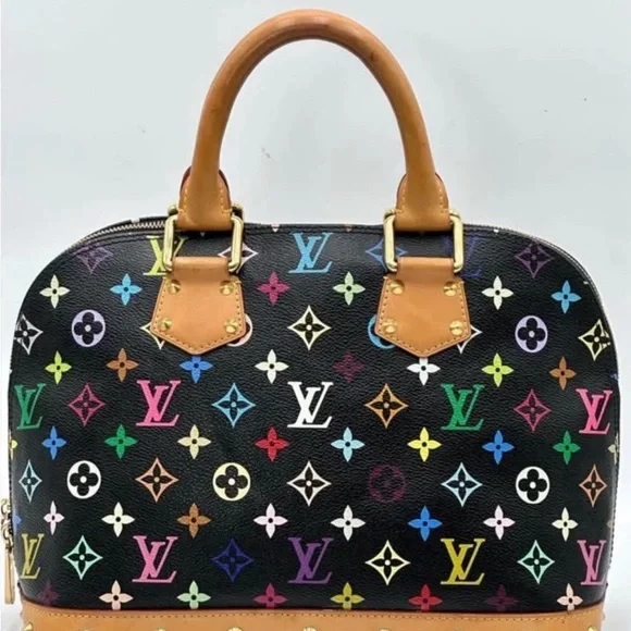 Louis Vuitton Murakami Alma PM Black Multicolor Satchel with Lock & Key Genuine - Picture 2 of 16